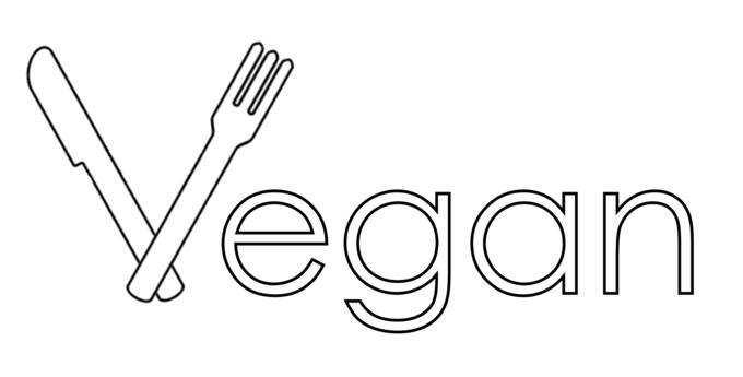 素食主义者徽标叉刀文本符号V标志白色