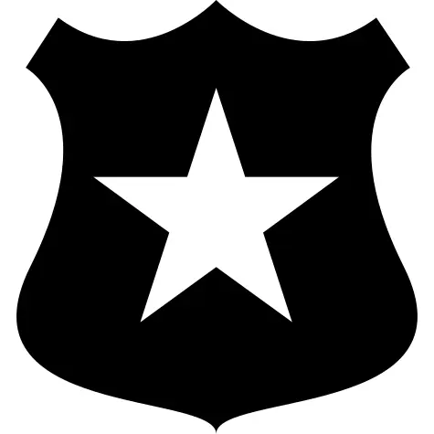 Police shield with a star symbol