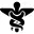 Caduceus medical symbol of two ascending serpents on a cane with wings