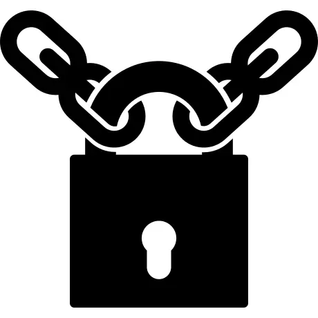 Locked padlock with chain