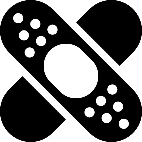 Band aid forming a cross mark