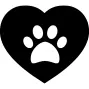 Dog pawprint on a heart