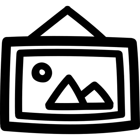 Picture hanging in a frame hand drawn symbol