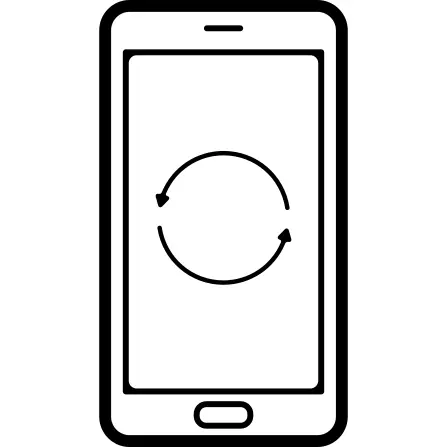 Mobile phone screen with two arrows in circle