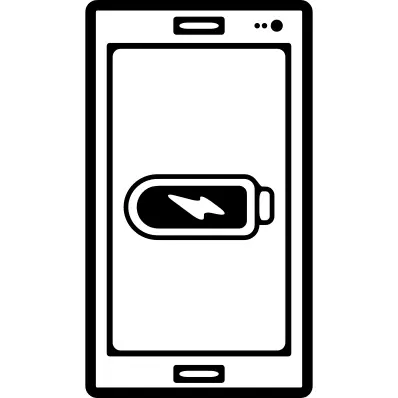 Mobile phone outline with full battery sign on screen