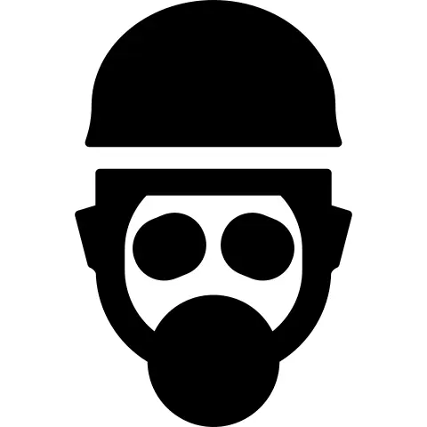 Worker with gas mask