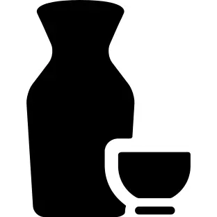 Cup and bottle of sake