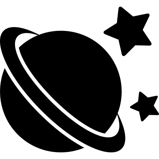 Saturn black shape with stars around