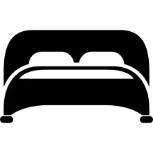 Bed with two pillows bottom view