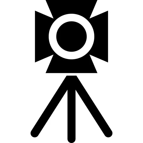 Camera frontal view on a tripod