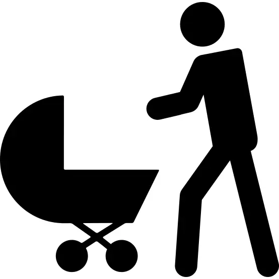 Father with baby stroller
