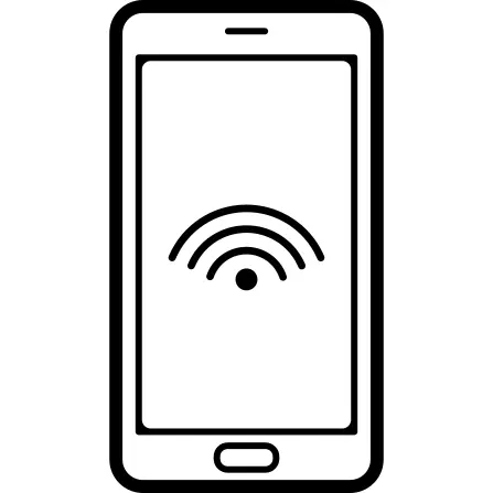 Mobile phone outline with wifi connection sign on screen