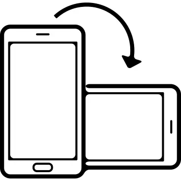 Rotating mobile phone from vertical to horizontal position