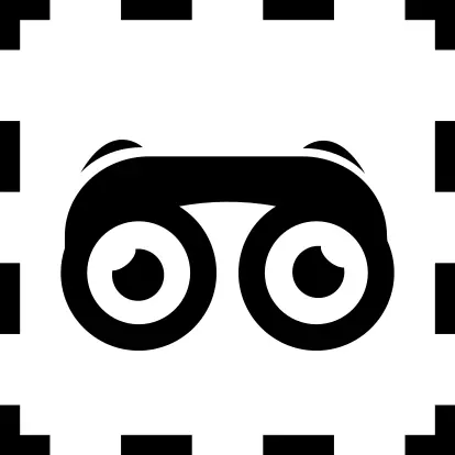 Selection find interface symbol of binoculars with eyes in a square of broken line