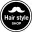 Hair style shop badge with a mustache shape