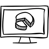 Circular graphic of percentage on monitor screen