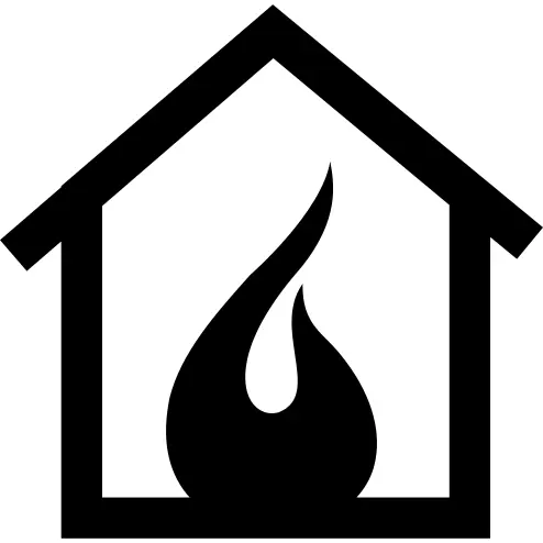 Fire inside a home like heating symbol