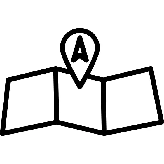 Folded map with position mark