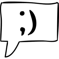 Winking face in message speech bubble sketch