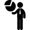 Business man with circular stats graphic