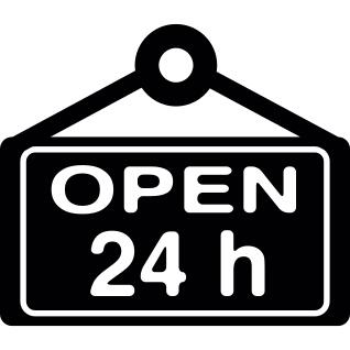 Open 24 hours signboard