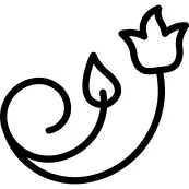 Floral design of one flower and one leaf