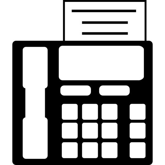 Fax machine for office with paper on tray