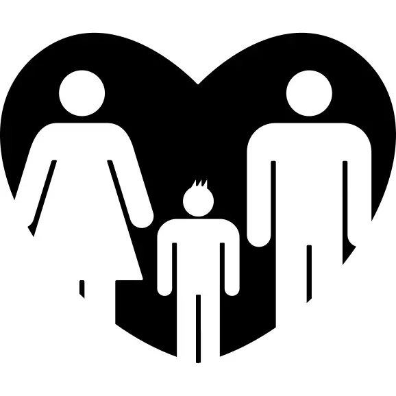 Father and mother with their son in a heart symbol of familiar love