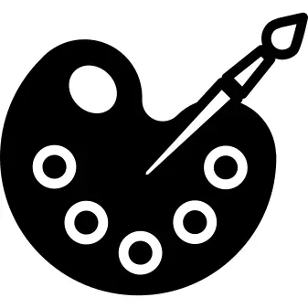 Paint palette board with brush outline