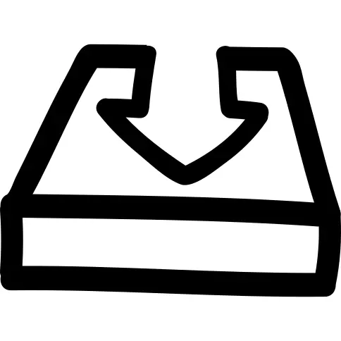 Download hand drawn interface symbol of a tray with a descending arrow on it