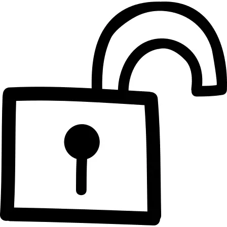 Unlock hand drawn padlock symbol