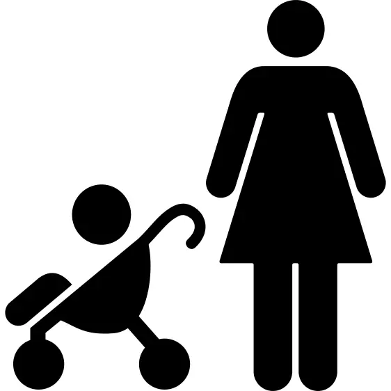 Mother with baby on stroller