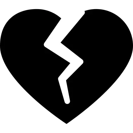 Broken heart silhouette shape