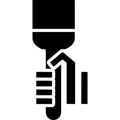 Hand with paint brush outline