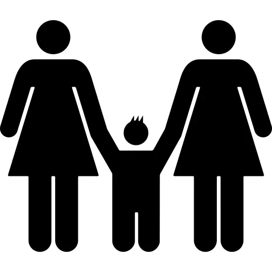 两个女人和一个孩子熟悉的组剪影