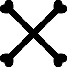 Bones silhouette forming a cross symbol