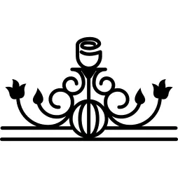 Floral design with a rose and a ball surrounded by vines