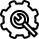 Wrench in a gear outline symbol in a circle