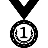 Medal variant with wreath and number 1 symbol