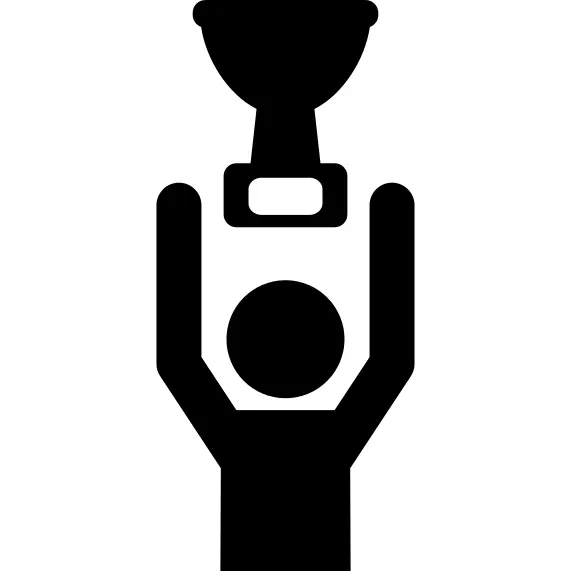 Game winner with trophy