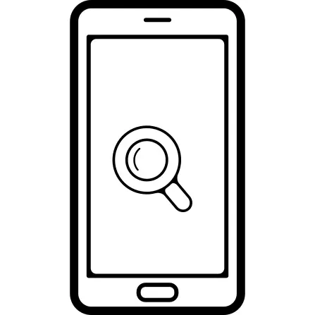 Magnifier symbol on mobile phone screen