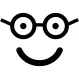 Nerd happy smiling face in rounded square face