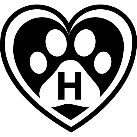 Pet hotel symbol of a heart with a pawprint inside