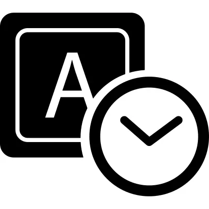 Keyboard key A and a clock