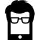 Mobile phone with male hair and eyeglasses