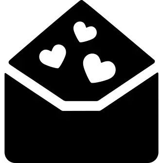 Envelope with three hearts
