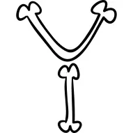 Letter Y of bones outlined typography of Halloween