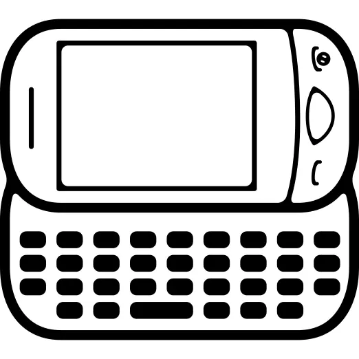 手机圆形变体与键盘在水平位置