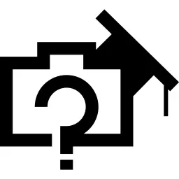 与问号和学术帽子的照片照相机