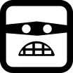 Emoticon rounded square criminal face with covered eyes with a mask